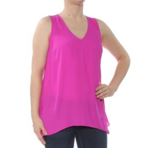 INC International Concepts NWT Purple Handkercheif Hem Sleeveless V Neck Top - Picture 1 of 13